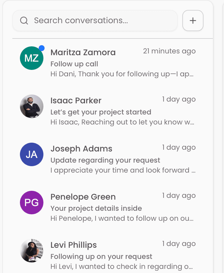 BusiPilot inbox and follow-ups preview